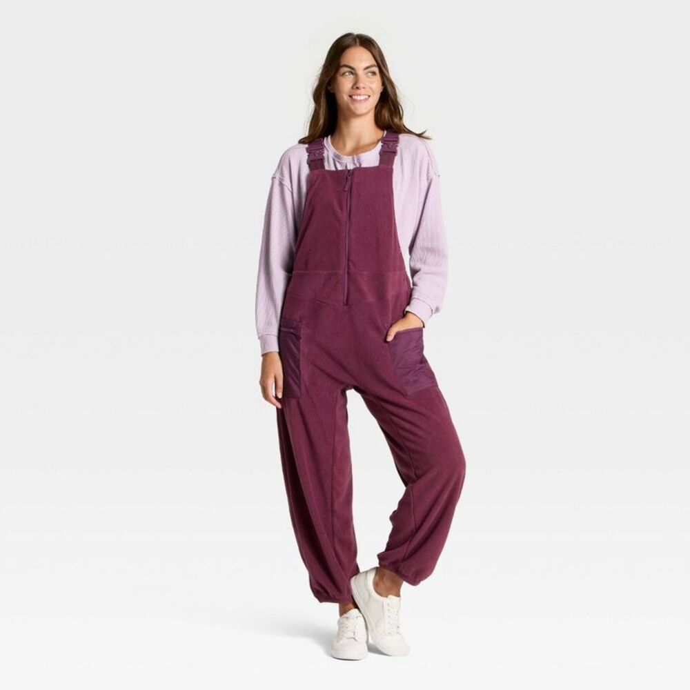 Women's High Pile Fleece Overalls - JoyLab Plum Purple XXS